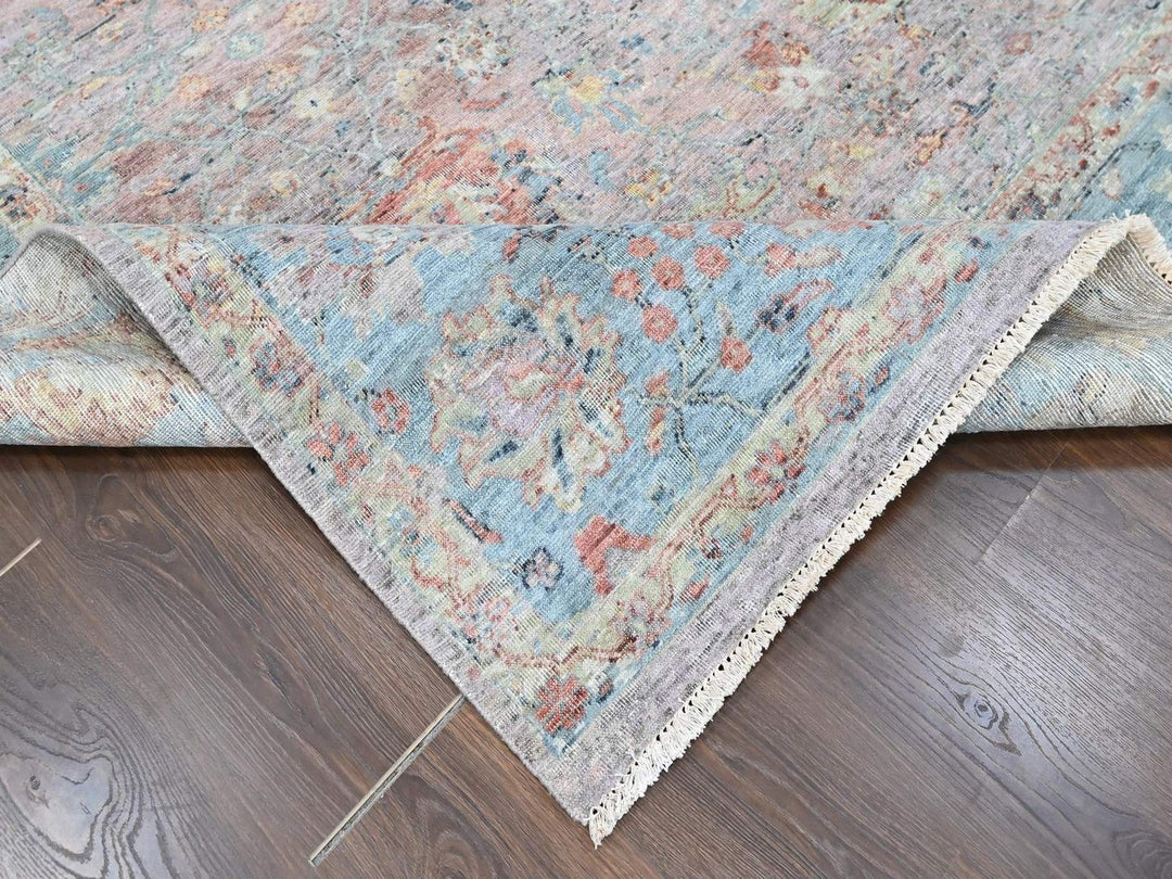 9'0" x 12'0" New Hand Knotted Pink Wool Rectangle Oriental Rug - MOA10210601