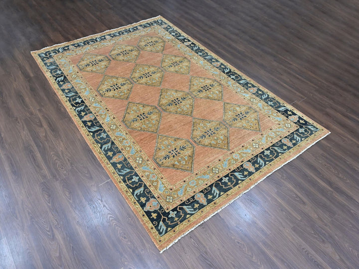 9'2" x 13'5" New Hand Knotted Orange Wool Rectangle Oriental Rug - MOA10210602