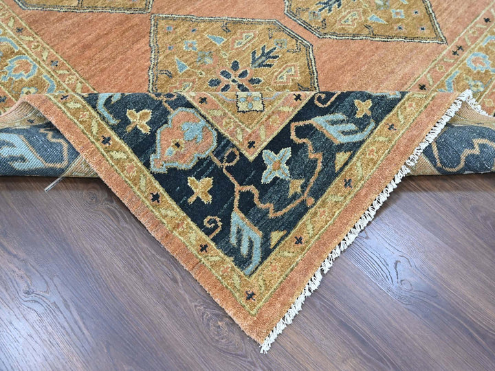 9'2" x 13'5" New Hand Knotted Orange Wool Rectangle Oriental Rug - MOA10210602
