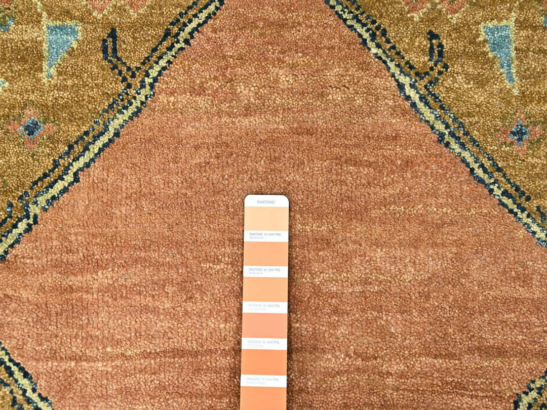 9'2" x 13'5" New Hand Knotted Orange Wool Rectangle Oriental Rug - MOA10210602
