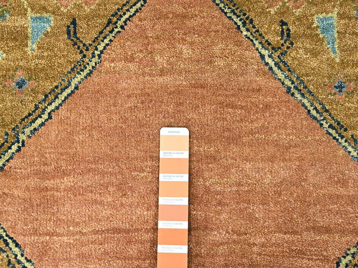 9'2" x 13'5" New Hand Knotted Orange Wool Rectangle Oriental Rug - MOA10210602