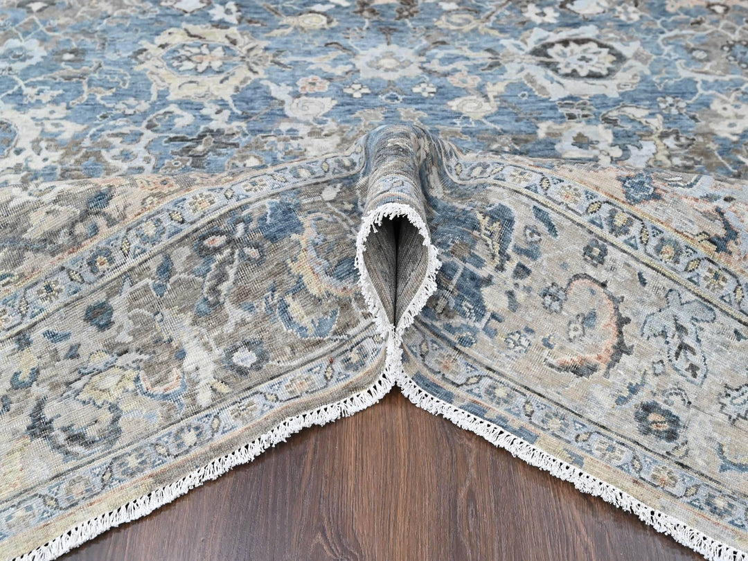 7'7" x 9'9" New Hand Knotted Blue Wool Rectangle Oriental Rug - MOA10210603