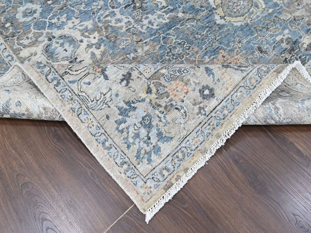 7'7" x 9'9" New Hand Knotted Blue Wool Rectangle Oriental Rug - MOA10210603