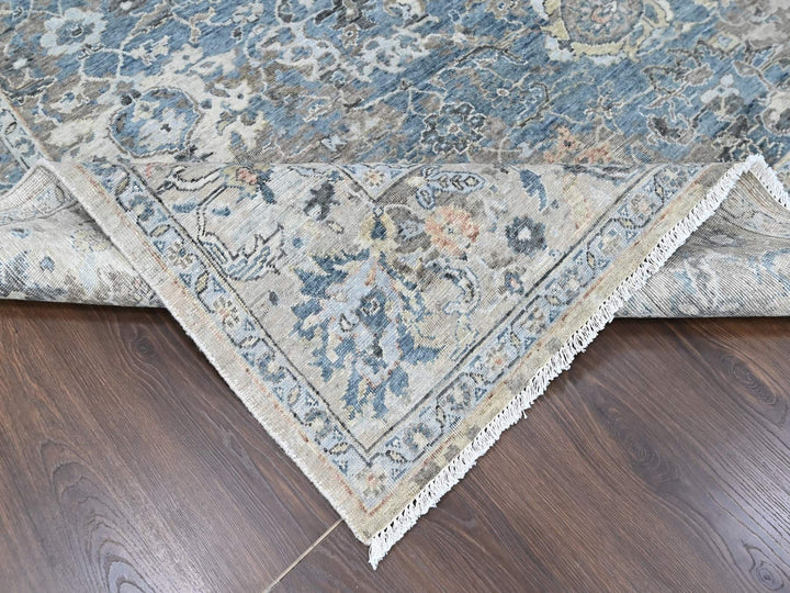 7'7" x 9'9" New Hand Knotted Blue Wool Rectangle Oriental Rug - MOA10210603