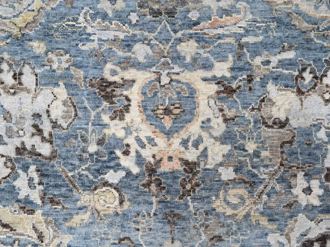7'7" x 9'9" New Hand Knotted Blue Wool Rectangle Oriental Rug - MOA10210603