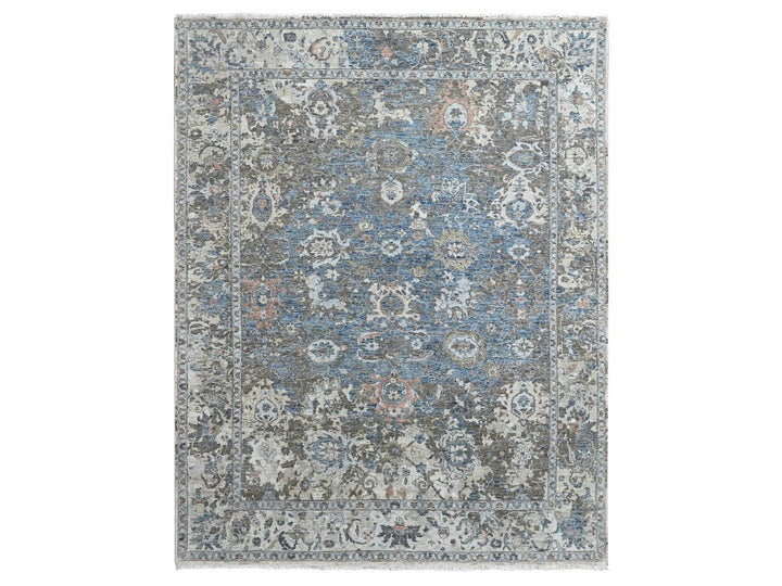 8'3" x 11'1" New Hand Knotted Blue Wool Rectangle Oriental Rug - MOA10210604