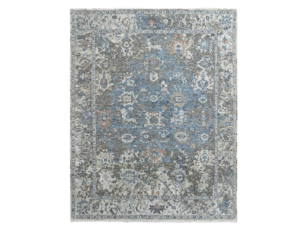 8'4" x 11'4" New Hand Knotted Blue Wool Rectangle Oriental Rug - MOA10210605