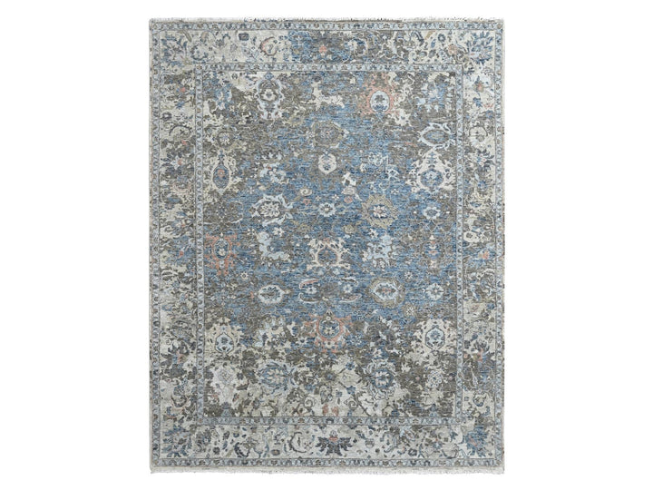 8'4" x 11'4" New Hand Knotted Blue Wool Rectangle Oriental Rug - MOA10210605