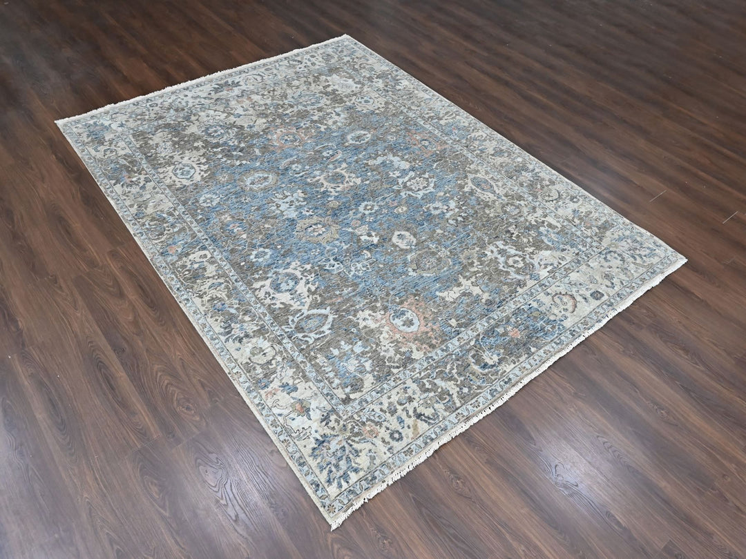 8'4" x 11'4" New Hand Knotted Blue Wool Rectangle Oriental Rug - MOA10210605