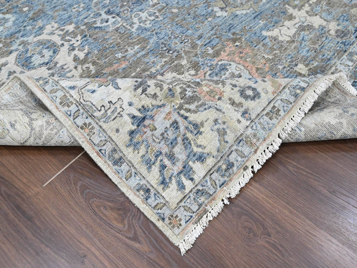8'4" x 11'4" New Hand Knotted Blue Wool Rectangle Oriental Rug - MOA10210605