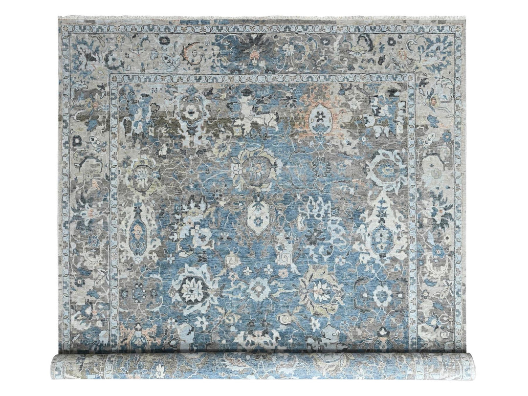 9'3" x 13'4" New Hand Knotted Blue Wool Rectangle Oriental Rug - MOA10210606