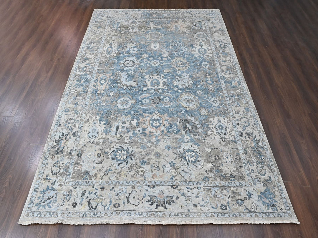 9'3" x 13'4" New Hand Knotted Blue Wool Rectangle Oriental Rug - MOA10210606