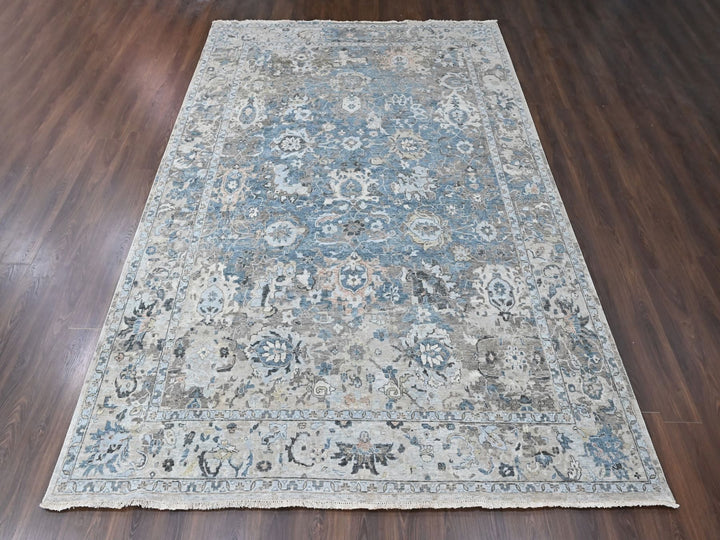 9'3" x 13'4" New Hand Knotted Blue Wool Rectangle Oriental Rug - MOA10210606