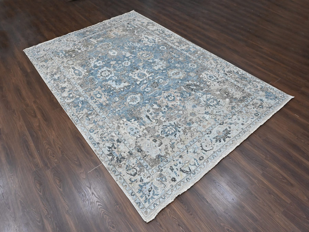 9'3" x 13'4" New Hand Knotted Blue Wool Rectangle Oriental Rug - MOA10210606
