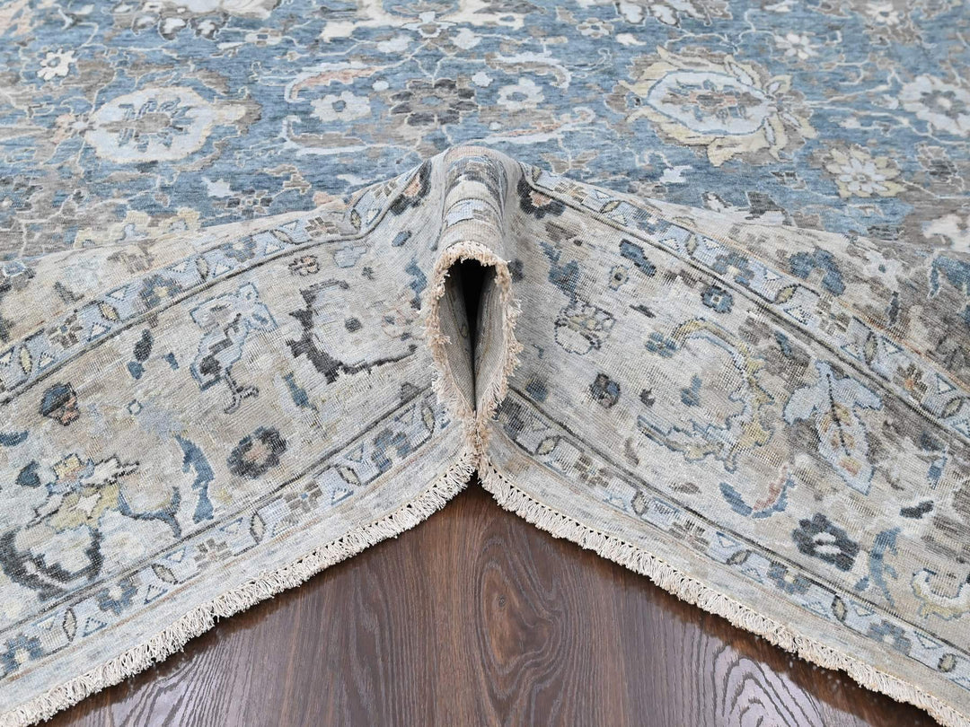 9'3" x 13'4" New Hand Knotted Blue Wool Rectangle Oriental Rug - MOA10210606