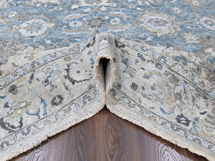9'3" x 13'4" New Hand Knotted Blue Wool Rectangle Oriental Rug - MOA10210606