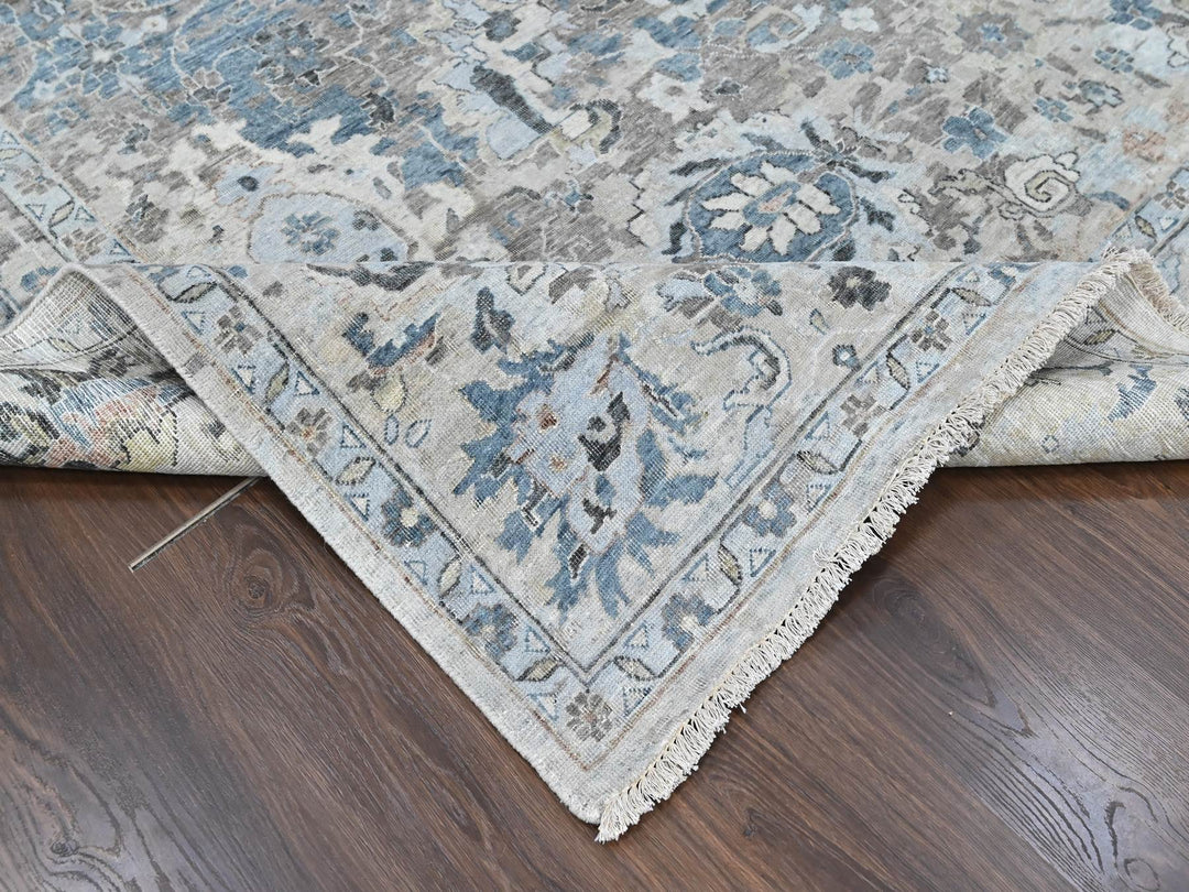 9'3" x 13'4" New Hand Knotted Blue Wool Rectangle Oriental Rug - MOA10210606