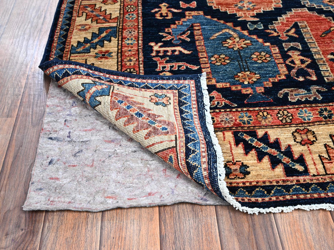 3'11" x 9'9" New Hand Knotted Blue Wool Runner Oriental Rug - MOA1021064