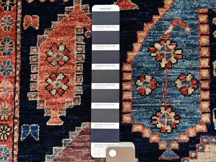 3'11" x 9'9" New Hand Knotted Blue Wool Runner Oriental Rug - MOA1021064