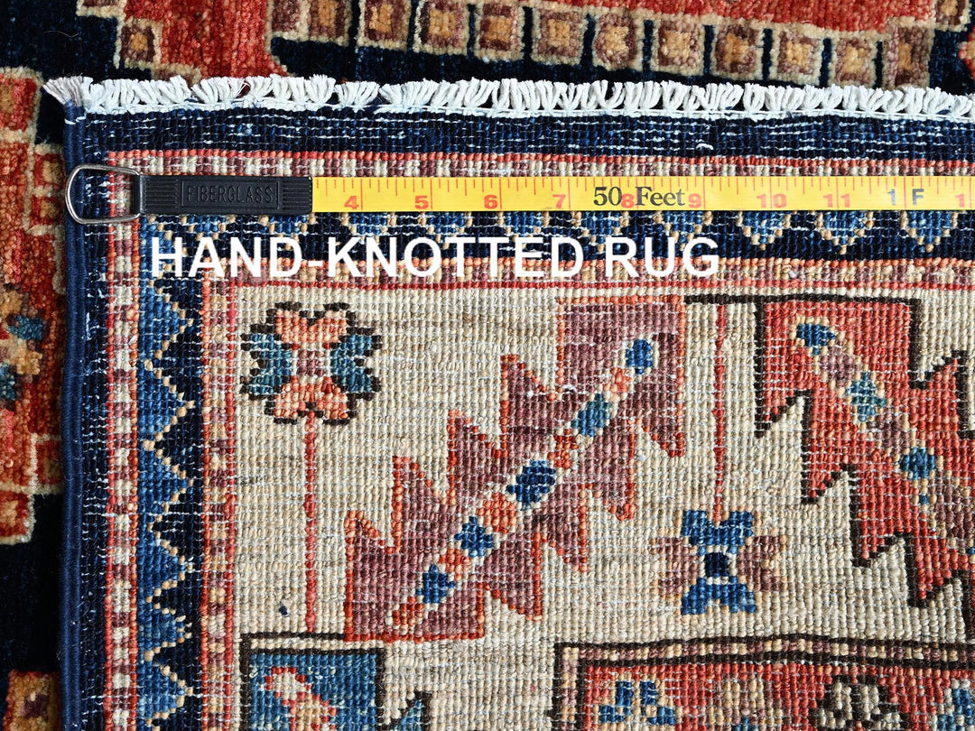 3'11" x 9'9" New Hand Knotted Blue Wool Runner Oriental Rug - MOA1021064