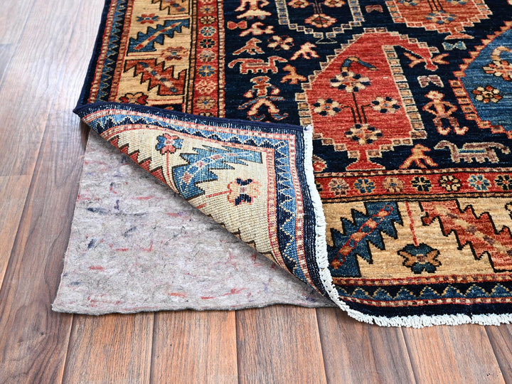 3'11" x 9'9" New Hand Knotted Blue Wool Runner Oriental Rug - MOA1021065