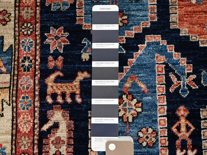 3'11" x 9'9" New Hand Knotted Blue Wool Runner Oriental Rug - MOA1021065