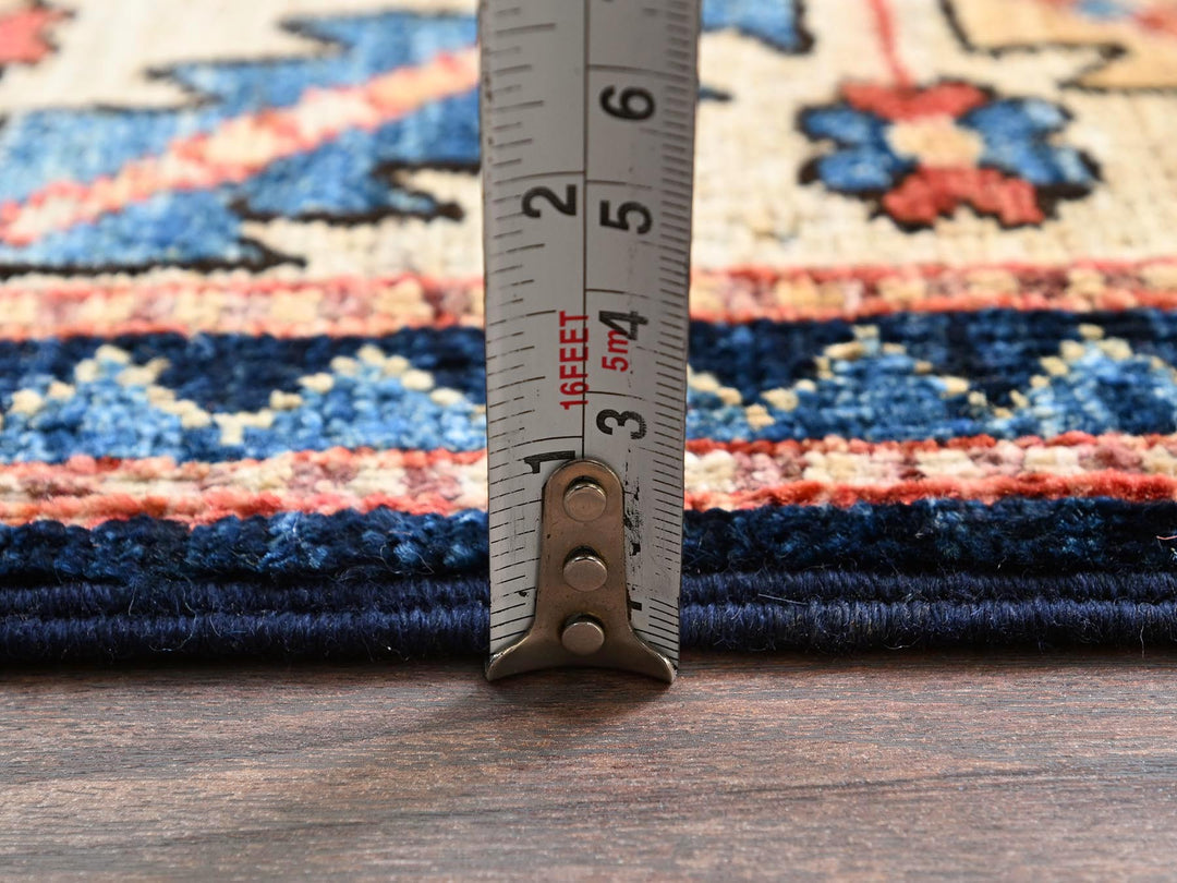 3'11" x 9'9" New Hand Knotted Blue Wool Runner Oriental Rug - MOA1021065