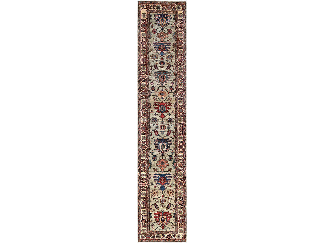 2'10" x 15'0" New Hand Knotted Grey Wool Runner Oriental Rug - MOA1021067