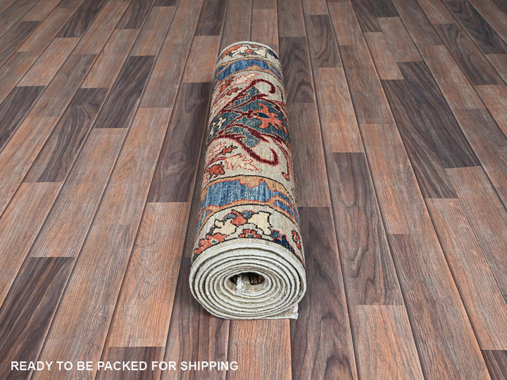 2'8" x 9'7" New Hand Knotted Grey Wool Runner Oriental Rug - MOA1021070