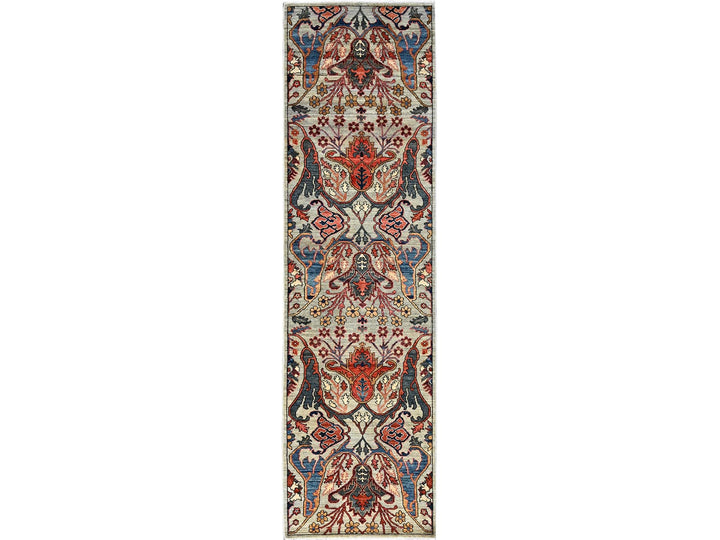 2'9" x 9'10" New Hand Knotted Grey Wool Runner Oriental Rug - MOA1021071