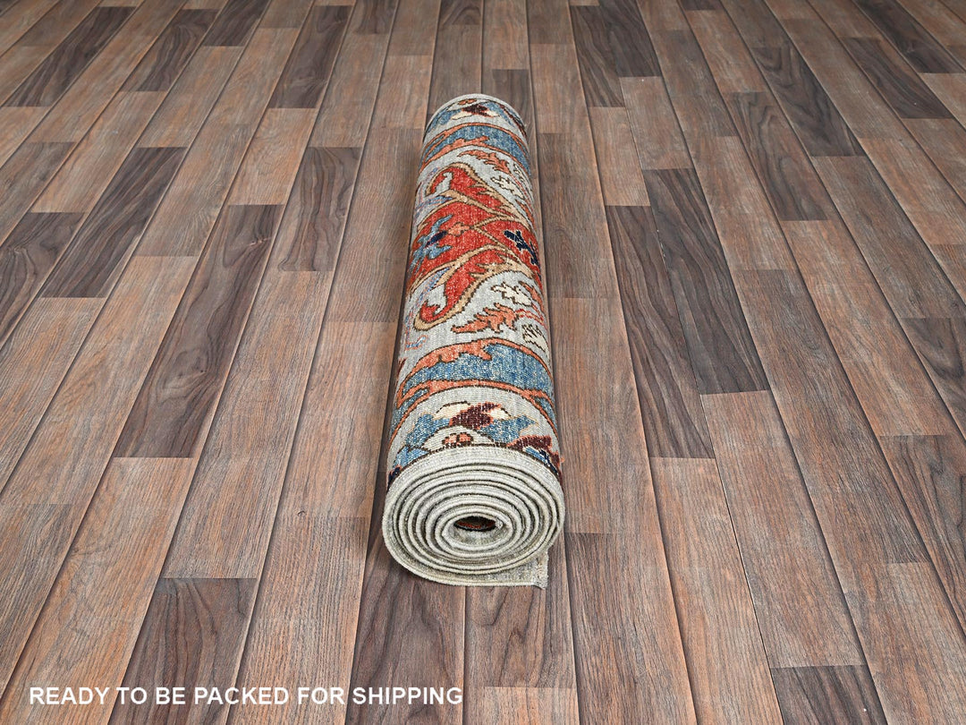 2'8" x 8'3" New Hand Knotted Grey Wool Runner Oriental Rug - MOA1021073