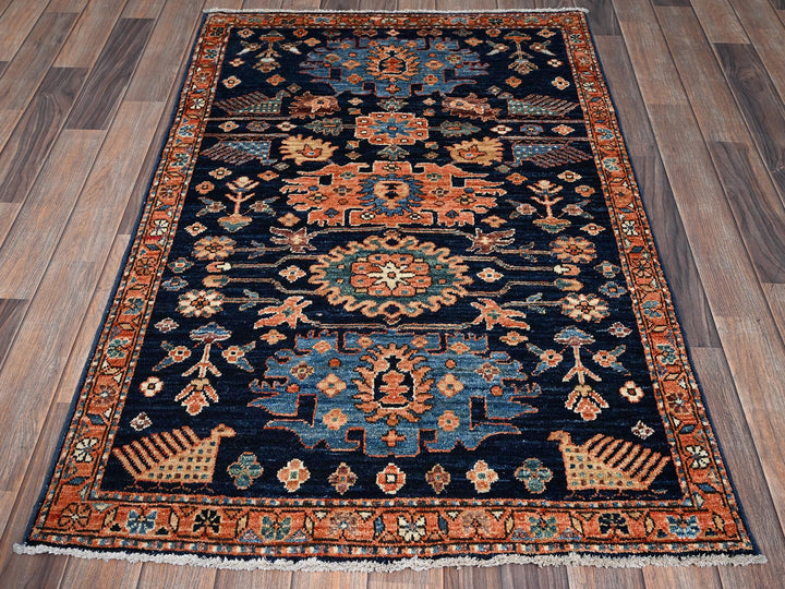 3'1" x 4'10" New Hand Knotted Blue Wool Rectangle Oriental Rug - MOA1021076