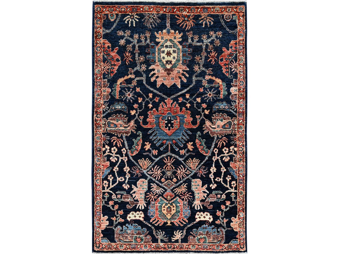 3'0" x 4'10" New Hand Knotted Blue Wool Rectangle Oriental Rug - MOA1021080