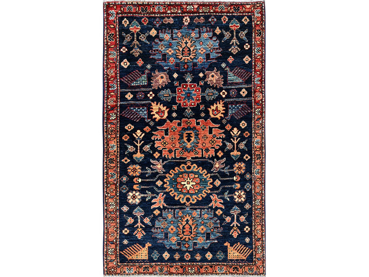 3'0" x 5'1" New Hand Knotted Blue Wool Rectangle Oriental Rug - MOA1021082