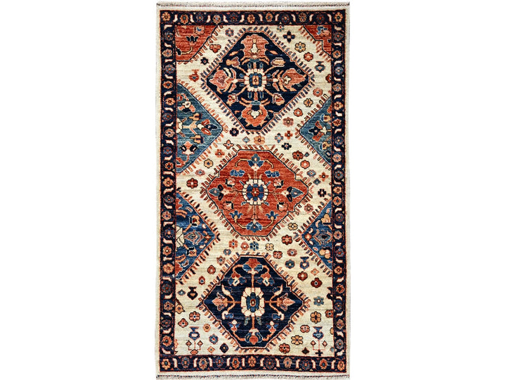 2'7" x 4'10" New Hand Knotted Ivory Wool Rectangle Oriental Rug - MOA1021083