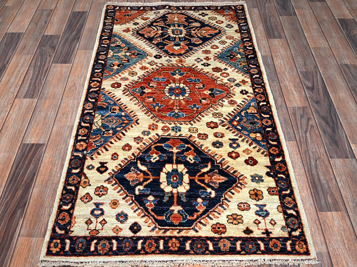 2'7" x 4'10" New Hand Knotted Ivory Wool Rectangle Oriental Rug - MOA1021083