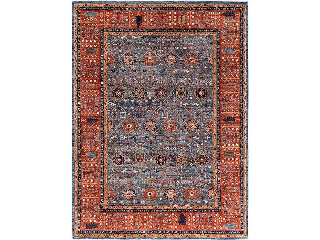 10'0" x 13'11" New Hand Knotted Blue Wool Rectangle Oriental Rug - MOA1021092