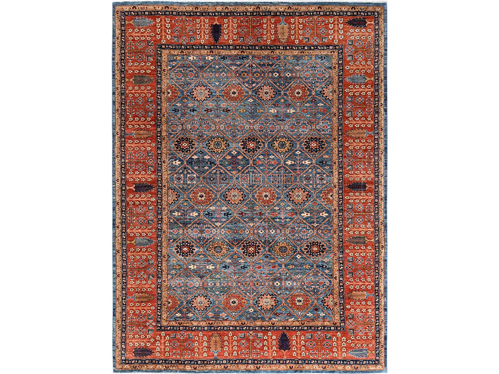 10'0" x 13'11" New Hand Knotted Blue Wool Rectangle Oriental Rug - MOA1021092