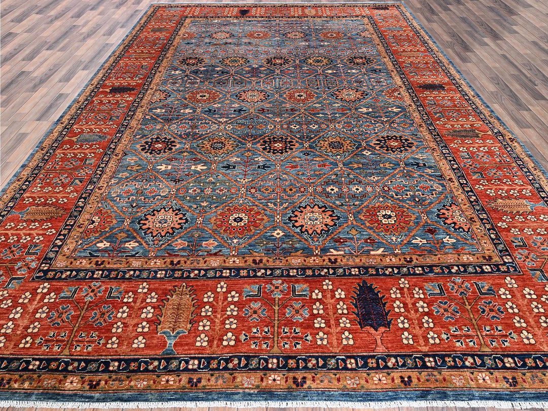 10'0" x 13'11" New Hand Knotted Blue Wool Rectangle Oriental Rug - MOA1021092