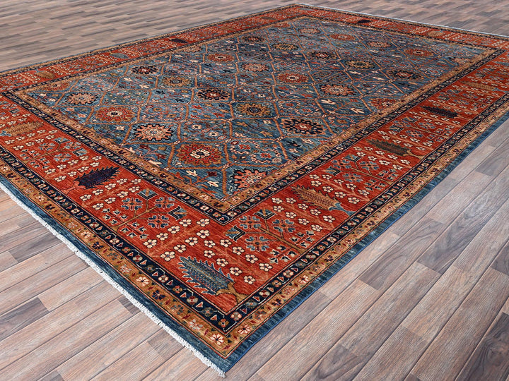 10'0" x 13'11" New Hand Knotted Blue Wool Rectangle Oriental Rug - MOA1021092