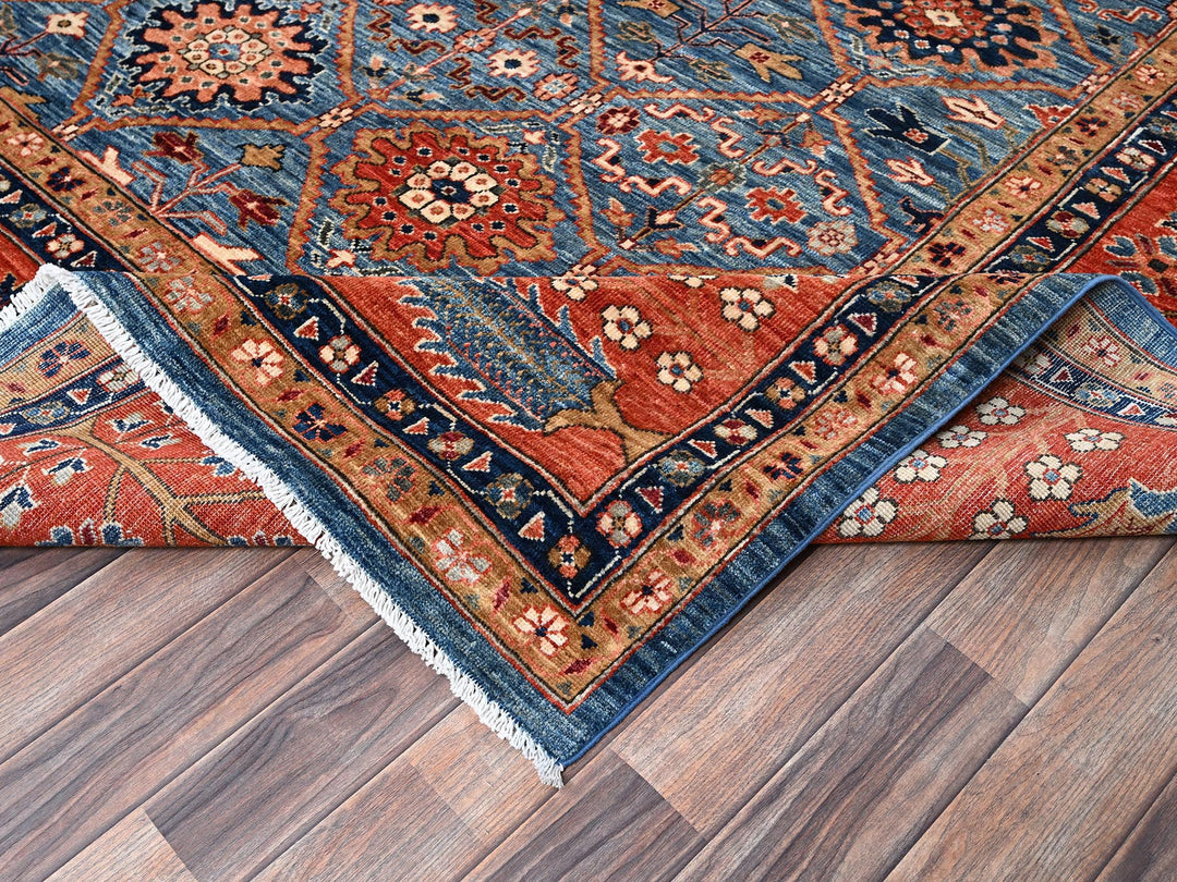 10'0" x 13'11" New Hand Knotted Blue Wool Rectangle Oriental Rug - MOA1021092