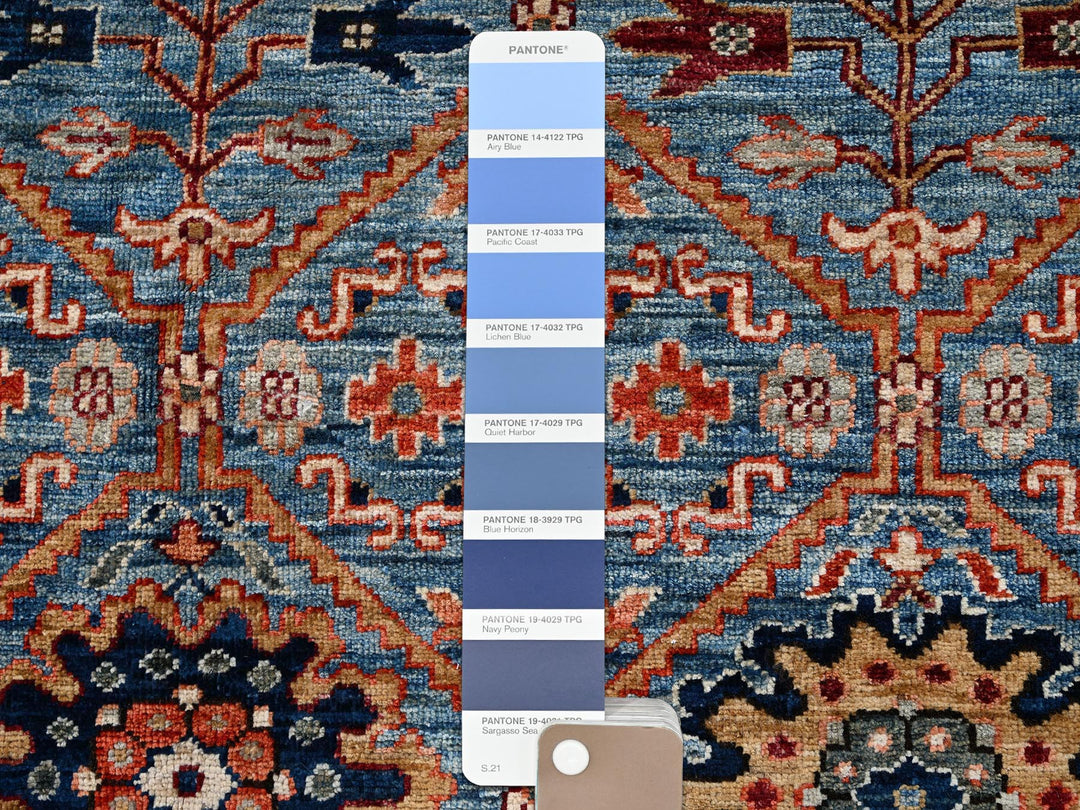 10'0" x 13'11" New Hand Knotted Blue Wool Rectangle Oriental Rug - MOA1021092
