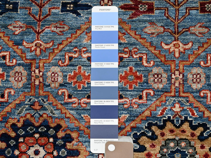 10'0" x 13'11" New Hand Knotted Blue Wool Rectangle Oriental Rug - MOA1021092
