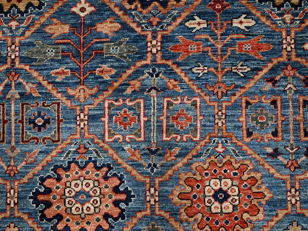 10'0" x 13'11" New Hand Knotted Blue Wool Rectangle Oriental Rug - MOA1021092