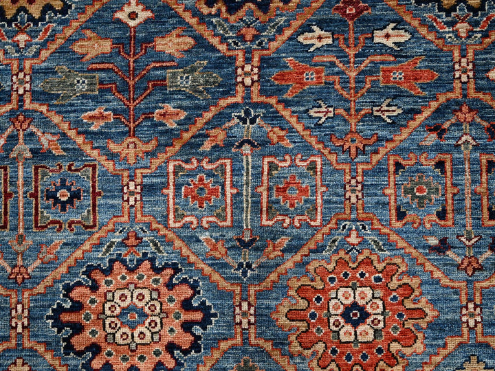 10'0" x 13'11" New Hand Knotted Blue Wool Rectangle Oriental Rug - MOA1021092