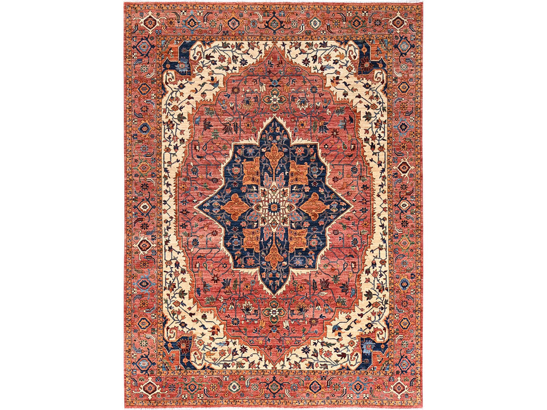 10'2" x 13'8" New Hand Knotted Red Wool Rectangle Oriental Rug - MOA1021094