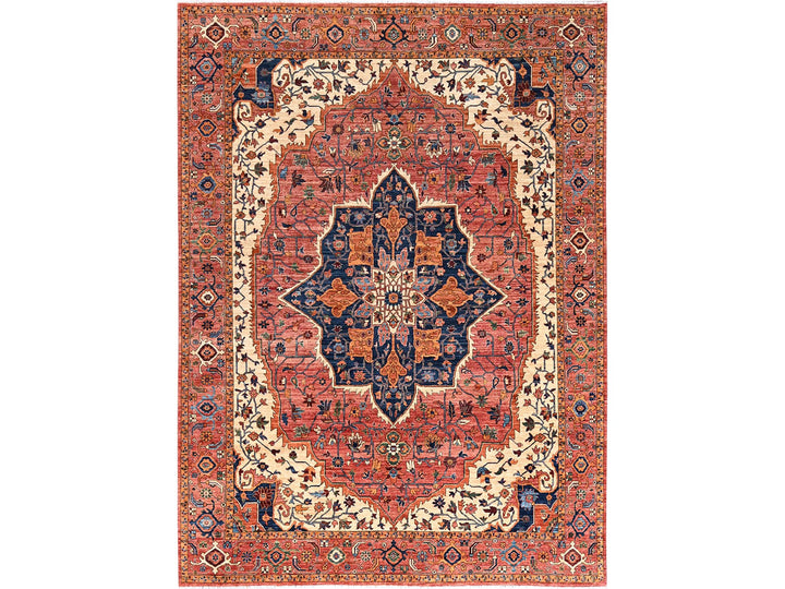 10'2" x 13'8" New Hand Knotted Red Wool Rectangle Oriental Rug - MOA1021094