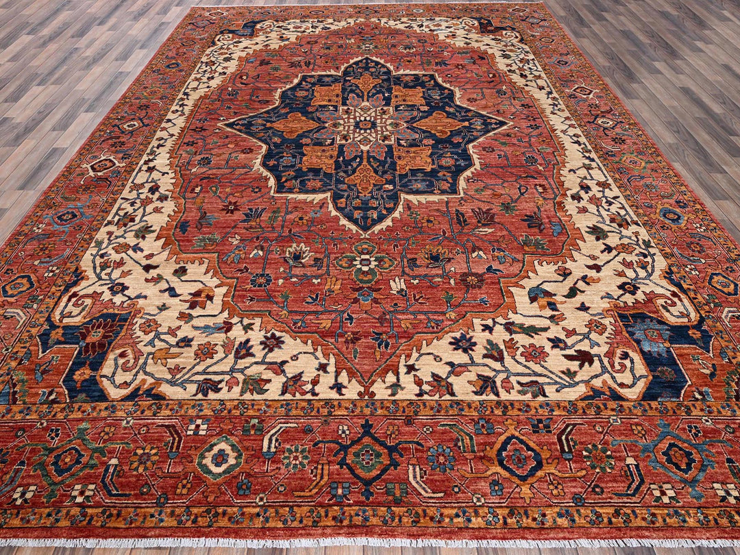 10'2" x 13'8" New Hand Knotted Red Wool Rectangle Oriental Rug - MOA1021094