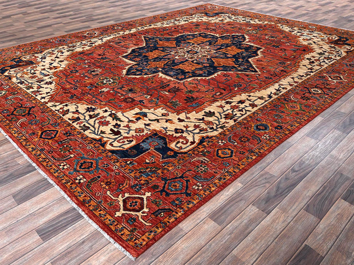 10'2" x 13'8" New Hand Knotted Red Wool Rectangle Oriental Rug - MOA1021094
