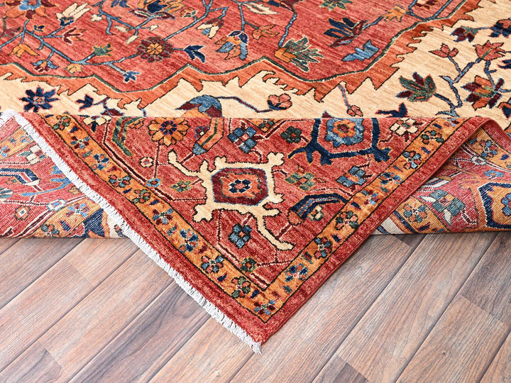 10'2" x 13'8" New Hand Knotted Red Wool Rectangle Oriental Rug - MOA1021094
